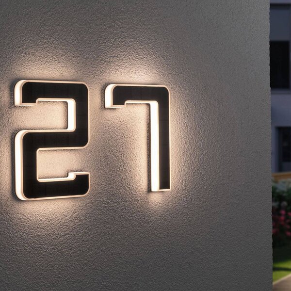 Paulmann LED solární číslo domu 4, Černá, Plast, Moderní