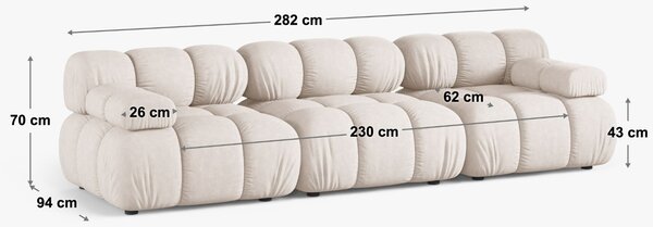 Micadoni Světle šedá trojmístná pohovka Bellis II. 282 cm