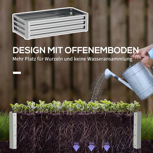 Outsunny Vyvýšený Záhon z Oceli, Studený Rám pro Růst S Otevřeným Dnem, Zahradní Box pro Rostliny 120x60x30,5 cm | Aosom