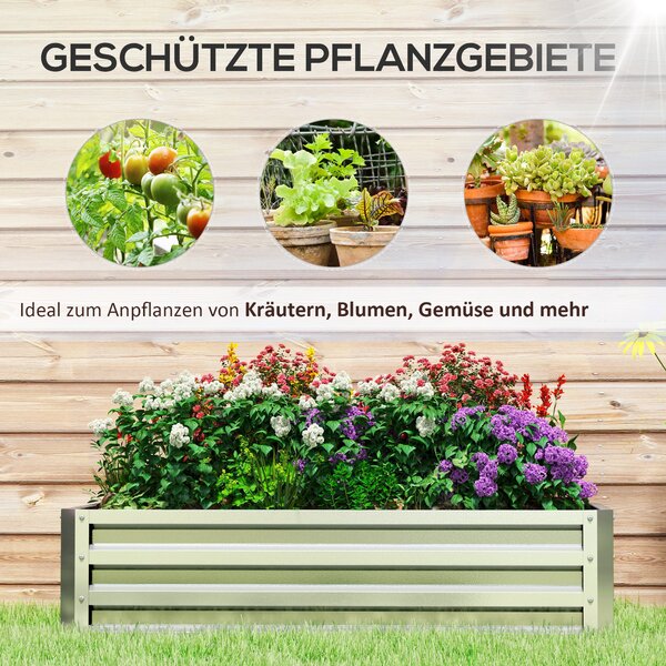 Outsunny Vyvýšený Záhon z Oceli, Studený Rám pro Růst S Otevřeným Dnem, Zahradní Box pro Rostliny 120x60x30,5 cm | Aosom