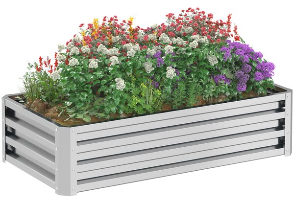 Outsunny Vyvýšený Záhon z Oceli, Studený Rám pro Růst S Otevřeným Dnem, Zahradní Box pro Rostliny 120x60x30,5 cm | Aosom