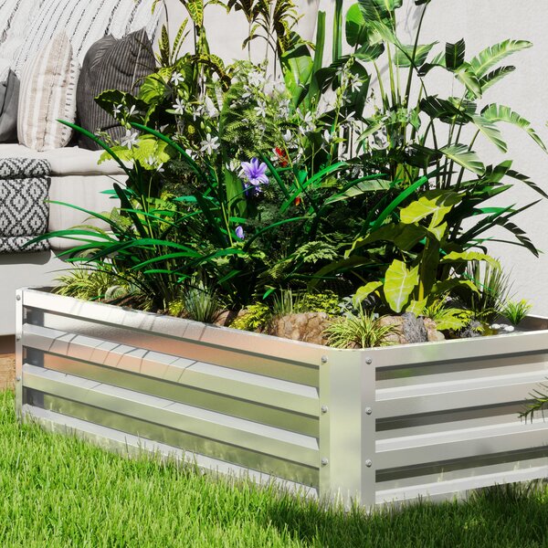 Outsunny Vyvýšený Záhon z Oceli, Studený Rám pro Růst S Otevřeným Dnem, Zahradní Box pro Rostliny 120x60x30,5 cm | Aosom