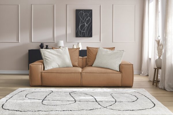 -25 % Dny MOMENTI– Bobochic Paris Světle hnědá koženková trojmístná pohovka Boheme 260 cm