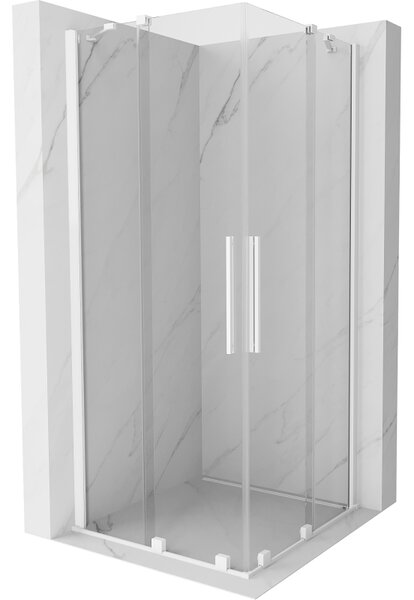 Mexen Velar Duo, sprchový kout s posuvnými dveřmi 80(dveře) x 80(dveře) cm, 8mm čiré sklo, bílá, 871-080-080-02-20