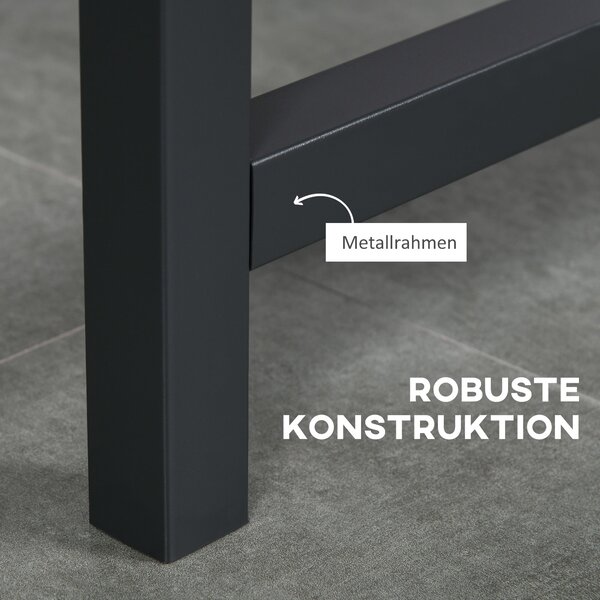 HOMCOM Rozkládací Skládací Jídelní Stůl Obdélníkový pro 4-6 Osob s Kolečky, Jídelní Stůl z Kovového Materiálu 118 x 70 x 76,5 cm Hnědý | Aosom