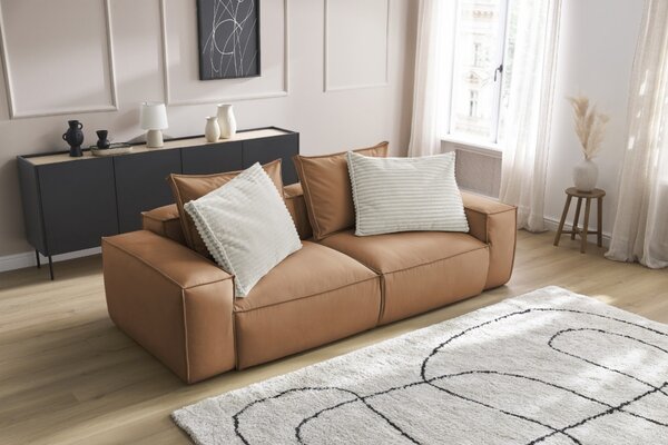 -25 % Dny MOMENTI– Bobochic Paris Světle hnědá koženková trojmístná pohovka Boheme 260 cm
