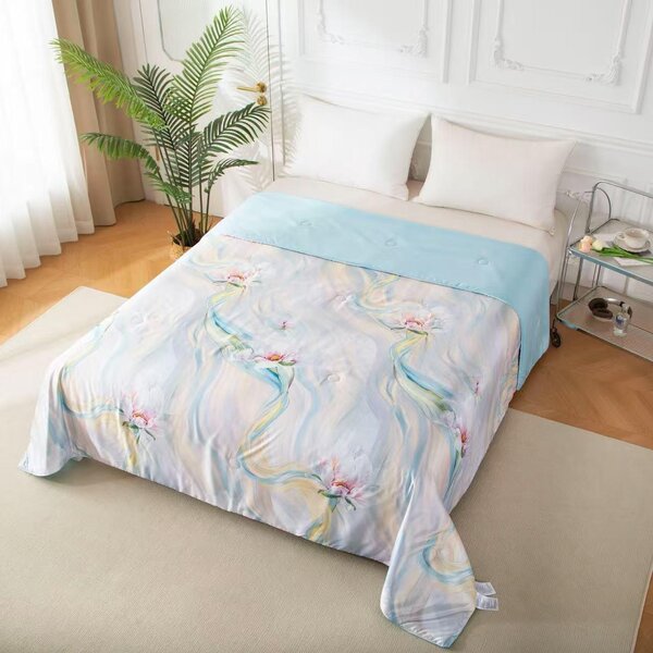 Oboustranná prošívaná deka na postel z mikrovlákna | Květinový vzor | Hodinová deka s hedvábným dotykiem 150x200 / 220x240 cm Velikost: 220×240 cm
