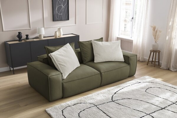 -25 % Dny MOMENTI– Bobochic Paris Zelená koženková trojmístná pohovka Boheme 260 cm