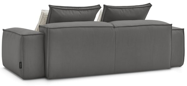 -25 % Dny MOMENTI– Bobochic Paris Tmavě šedá koženková trojmístná pohovka Boheme 260 cm