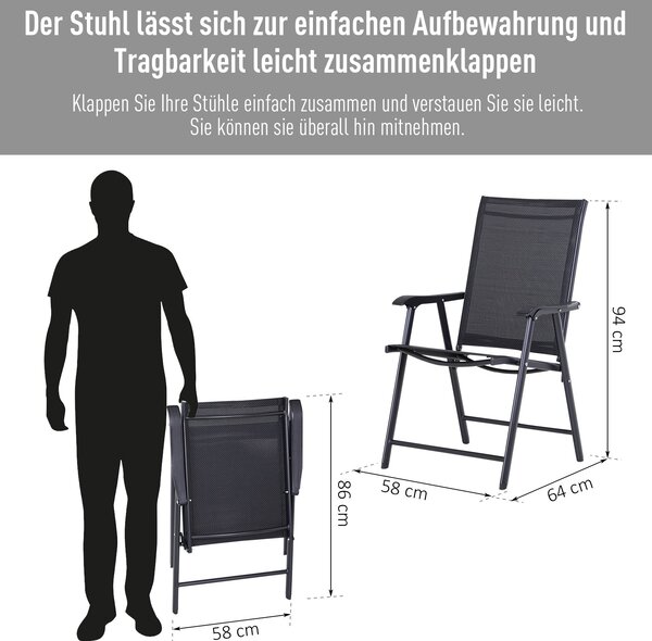 Sada skládacích křesel Outsunny s opěrkami 2 kusy | Aosom