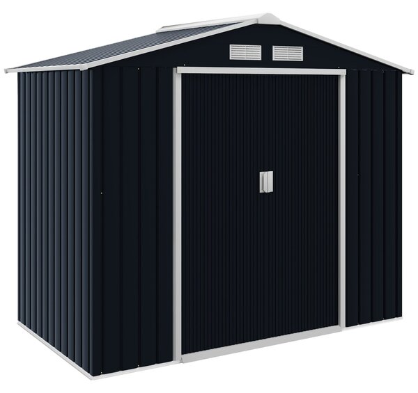 Zahradní domek Outsunny 2,42 m², zahradní domek s pultovou střechou, posuvné dveře, základna, 213 x 130 x 185 cm, zahradní kůlna z pozinkované oceli