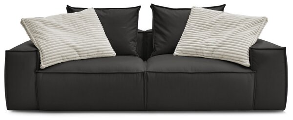 -25 % Dny MOMENTI– Bobochic Paris Černá koženková trojmístná pohovka Boheme 260 cm