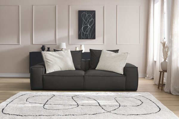 -25 % Dny MOMENTI– Bobochic Paris Černá koženková trojmístná pohovka Boheme 260 cm