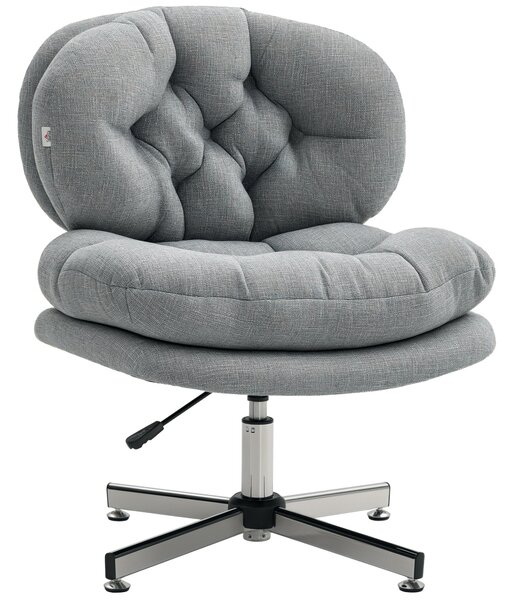 HOMCOM Kancelářská židle bez opěrek, Stolek židle s širokým sedadlem, Ergonomicky nastavitelná otočná židle s látkovým vzhledem, Designové křeslo pro