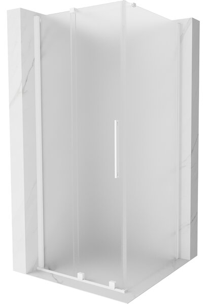 Mexen Velar, sprchový kout s posuvnými dveřmi 90 x 90 cm, 8mm sklo námraza, bílá matná, 871-090-090-31-20