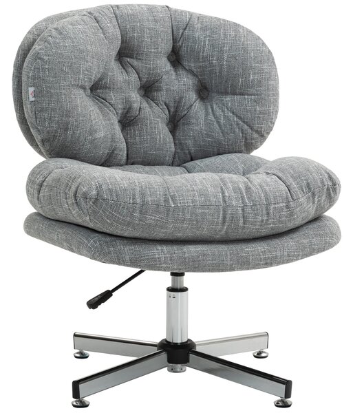 HOMCOM Kancelářská židle bez opěrek, Stolek židle s širokým sedadlem, Ergonomicky nastavitelná otočná židle s látkovým vzhledem, Designové křeslo pro