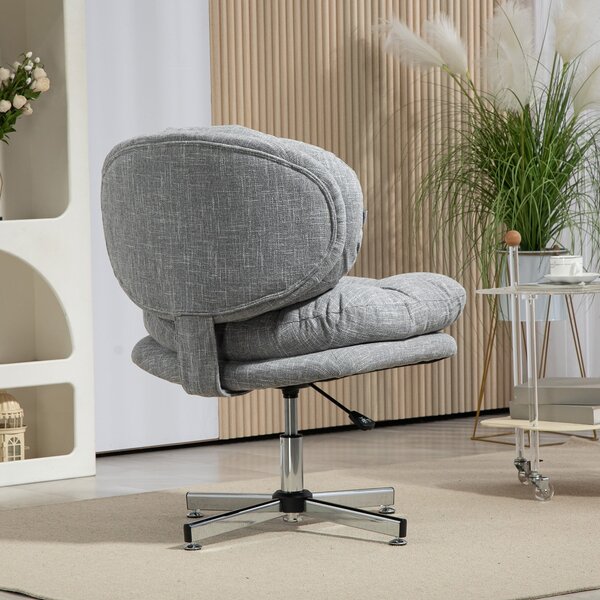 HOMCOM Kancelářská židle bez opěrek, Stolek židle s širokým sedadlem, Ergonomicky nastavitelná otočná židle s látkovým vzhledem, Designové křeslo pro