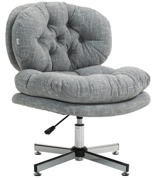 HOMCOM Kancelářská židle bez opěrek, Stolek židle s širokým sedadlem, Ergonomicky nastavitelná otočná židle s látkovým vzhledem, Designové křeslo pro