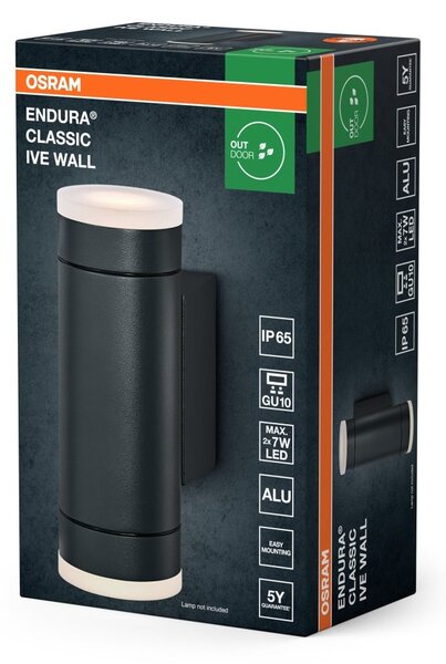 Nástěnné svítidlo Endura Classic Ive, GU10, IP65, tmavě šedé