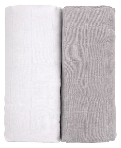 Sada 2 bavlněných osušek v bílé a šedé barvě T-TOMI Tetra, 90 x 100 cm