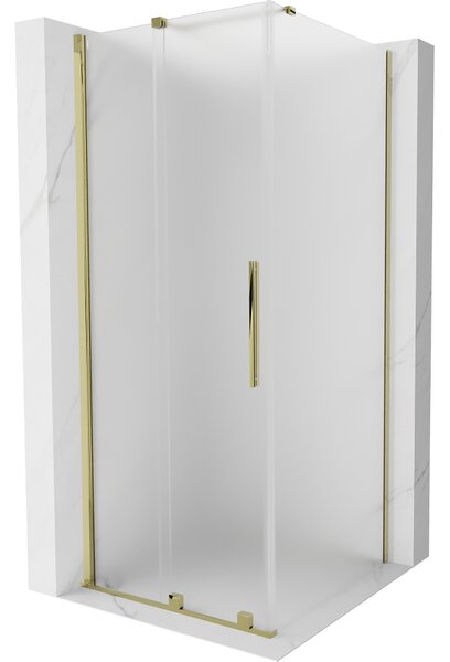 Mexen Velar, sprchový kout s posuvnými dveřmi 110 x 110 cm, 8mm sklo námraza, zlatá lesklá, 871-110-110-31-50