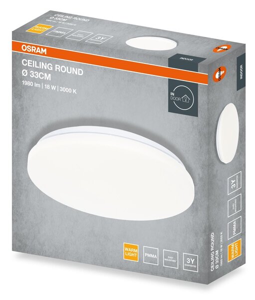 Stropní svítidlo ROUND, 330mm, 18W, Teplá bílá, IP20