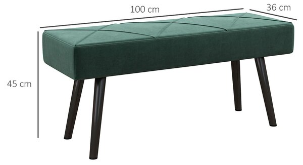 HOMCOM Čalouněná Lavice s Vzhledem Sametu, Lavice na Konec Postele s X-Vzorem, Ocelové Nohy, Botník do Ložnice, Obývacího Pokoj, Chodby, 100 x 36 x 45