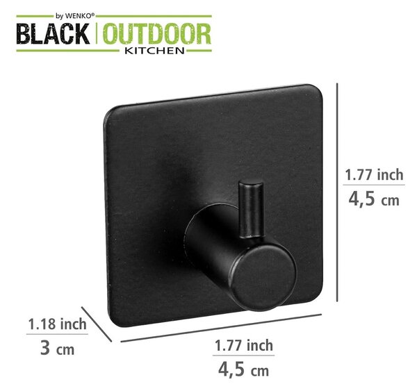 Černé samodržící háčky v sadě 2 ks z nerezové oceli Black Outdoor Kitchen Ureo – Wenko