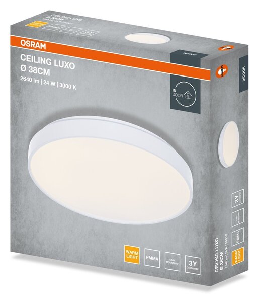 Stropní svítidlo LUXO, 380mm, 24W, Teplá bílá, IP20, Bílé