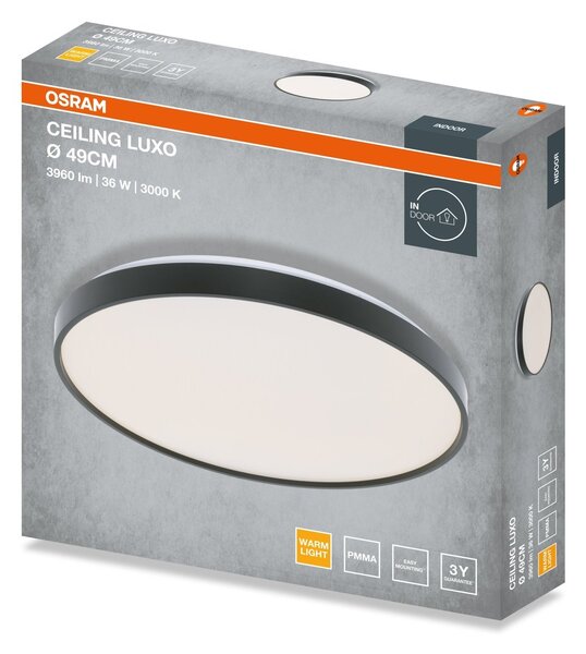 Stropní svítidlo LUXO, 490mm, 36W, Teplá bílá, IP20, Černé