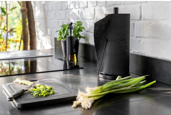 Černý kovový držák na kuchyňské role Wenko Black Outdoor Kitchen Clayton