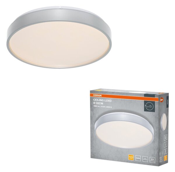 Stropní svítidlo LUXO, 320mm, 18W, Teplá bílá, IP20, Stříbrné