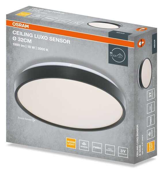 Stropní svítidlo LUXO, 320mm, Teplá bílá, IP20, Černé