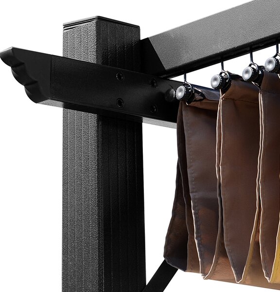 Outsunny Pergola s nastavitelnou plachtou 3 x 4 m, zahradní slunečník, hliníkový ochranný kryt na terasu, šedá+hnědá | Aosom