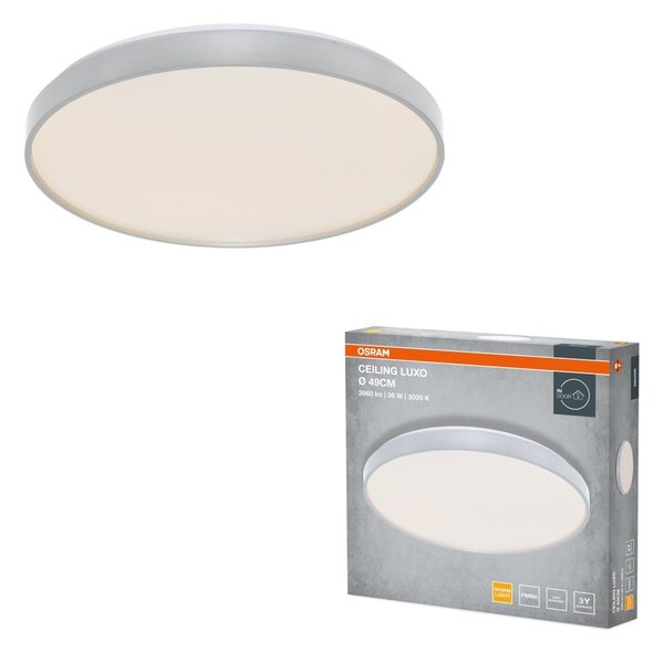 Stropní svítidlo LUXO, 490mm, 36W, Teplá bílá, IP20, Stříbrné