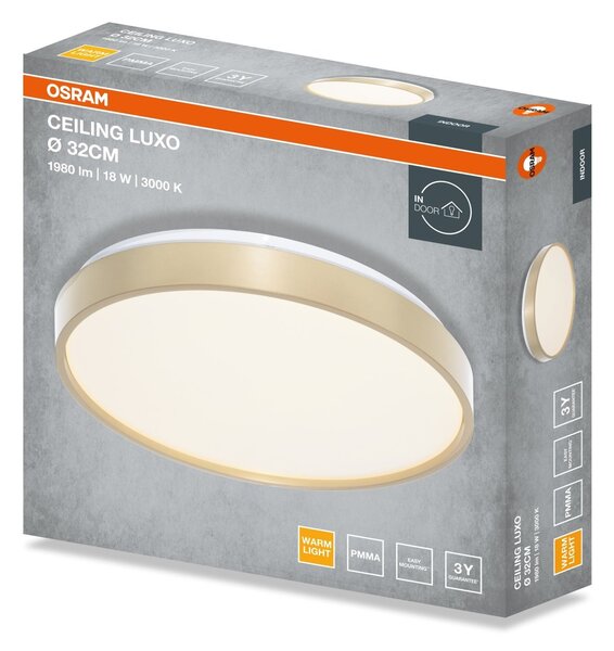 Stropní svítidlo LUXO, 320mm, 18W, Teplá bílá, IP20, Zlaté