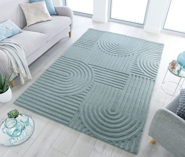 Tyrkysový vlněný koberec Flair Rugs Zen Garden, 160 x 230 cm