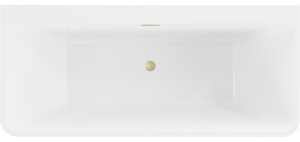 Mexen Volta, volně stojící nástěnná vana 150 x 75 cm, bílá-černá, zlatý matný přepad, 51131507575-55