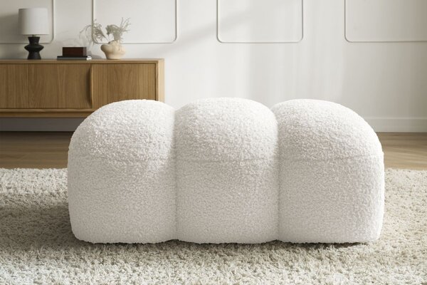 -25 % Dny MOMENTI– Bobochic Paris Bílá bouclé podnožka Hippolyte 105 x 68 cm