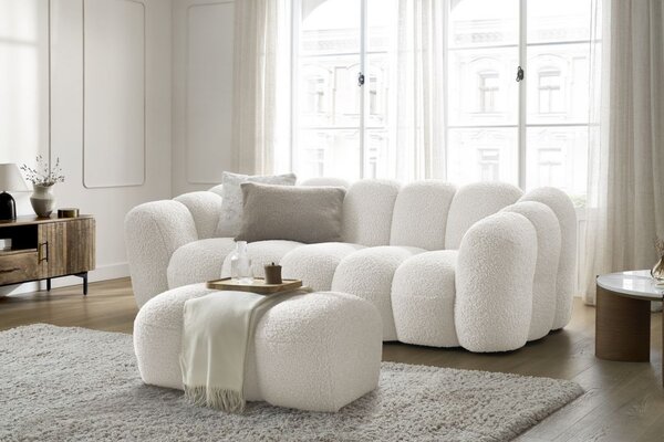 -25 % Dny MOMENTI– Bobochic Paris Bílá bouclé podnožka Hippolyte 105 x 68 cm