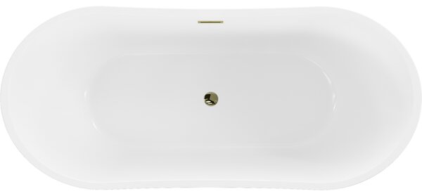 Mexen Montana volně stojící vana 150 x 75 cm, bílá, zlatý přepad - 52011507500-50