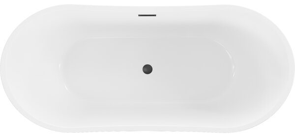 Mexen Montana, volně stojící vana 150 x 75 cm, bílá, černý matný přepad, 52011507500-70