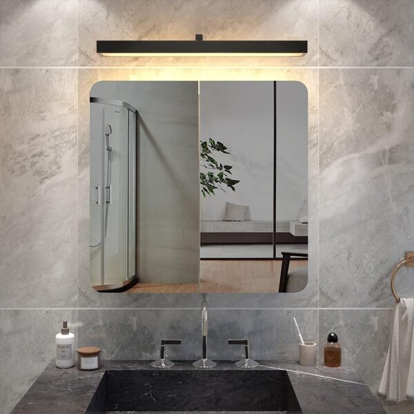 Koupelnová zrcadlová skříňka nástěnná - 2 zrcadlové dveře - Bílá - 68 x 13 x 66 cm - Pro make-up a toaletní potřeby