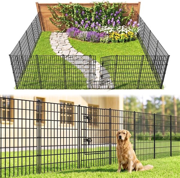 Zahradní plot plotový panel - 101 x 71 cm - 4 panely a 1 brána - Kov - Bez vykopávání