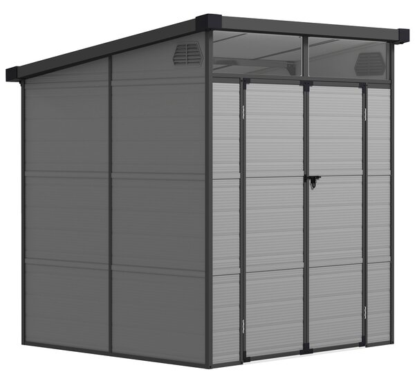 Outsunny Plastový Kůlna 3,24m³ 190x191x215cm Kůlna na Nářadí s Pultovou Střechou, Zamykací Dveře, Voděodolný Zahradní Domek, Skladovací Skříň pro Zahr