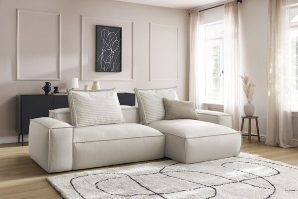 -25 % Dny MOMENTI– Bobochic Paris Béžová koženková rohová pohovka Boheme 302 cm, levá/pravá