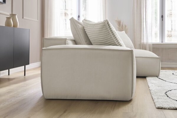 -25 % Dny MOMENTI– Bobochic Paris Béžová koženková rohová pohovka Boheme 302 cm, levá/pravá