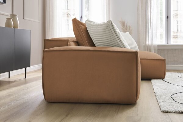 -25 % Dny MOMENTI– Bobochic Paris Světle hnědá koženková rohová pohovka Boheme 302 cm, levá/pravá
