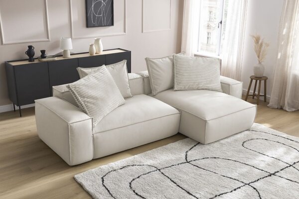 -25 % Dny MOMENTI– Bobochic Paris Béžová koženková rohová pohovka Boheme 302 cm, levá/pravá