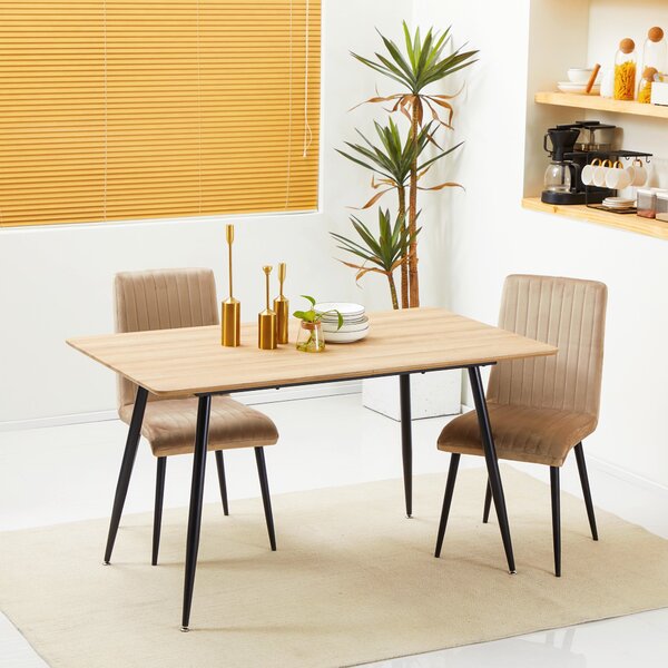 HOMCOM Jídelní stůl pro 4 osoby, Kuchyňský stůl, Stůl do obývacího pokoje s vzhledem dřeva, ocelové nohy, 140 x 80 x 76 cm, Přirozený | Aosom